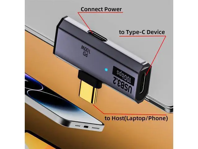 Alt view image 6 of 7 - 10Gbps USB-C Type-C 1-to-2 USB-C Female OTG & 100W PD Power Adapter for Laptop Tablet Phone