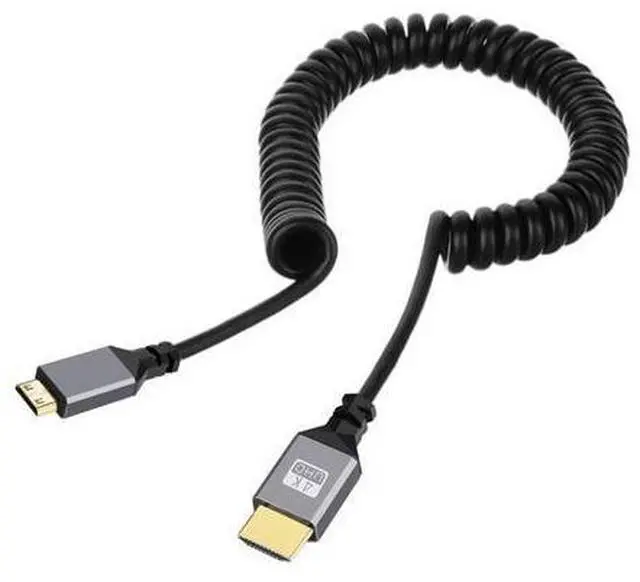Main image of Mini HDMI 2.0 Male to HDMI Male 4K 60hz Stretch Coiled Cable Straight Connector for HDTV Computer Laptop Monitor