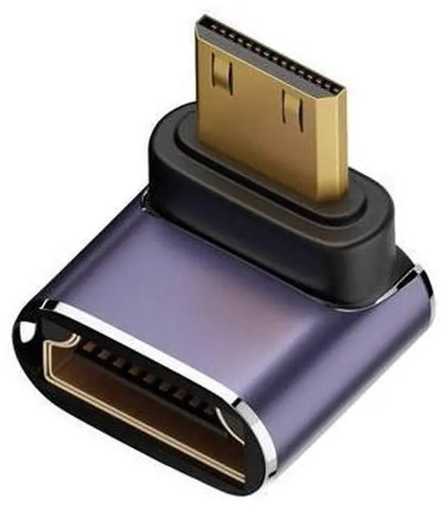 Main image of Down Angled Mini HDMI Male to HDMI 2.1 Female UHD Extension Gold Converter Adapter Support 8K 60hz HDTV