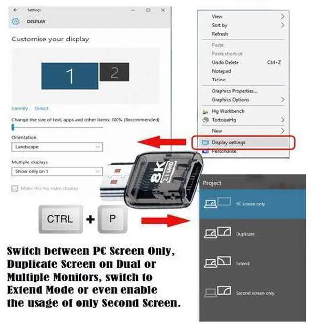 Alt view image 5 of 7 - HDMI Male to HDMI 2.1 Female UHD Extension Adapter Extender Transparent with Smart LED Light Support 8K 60hz HDTV
