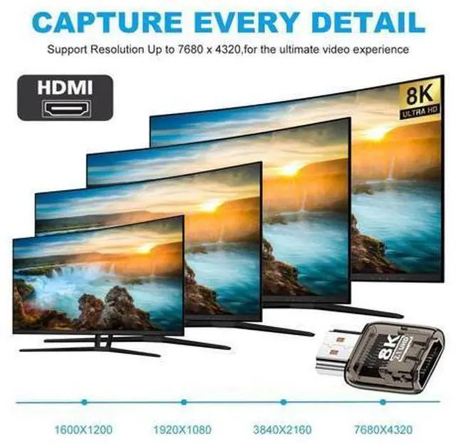 Alt view image 7 of 7 - HDMI Male to HDMI 2.1 Female UHD Extension Adapter Extender Transparent with Smart LED Light Support 8K 60hz HDTV