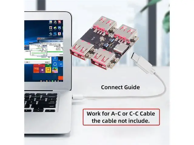 Alt view image 6 of 7 - 4 Port USB 2.0 HUB,USB C 1 to 4 USB 2.0 Splitter Port Multiplier Expansion Adapter for Laptop/Flash Drive/Keyborad/Mouse