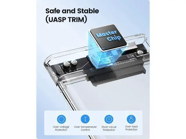 Alt view image 3 of 7 - 2.5'' External Hard Drive Enclosure USB 3.0 to SATA III Tool-Free Clear Hard Disk Case for 2.5 inch 7mm 9.5mm SATA HDD SSD Max 6TB Support UASP(2139U3)