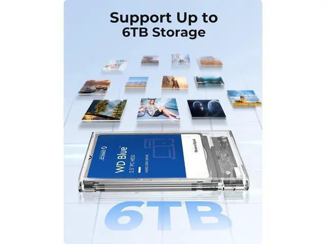 Alt view image 4 of 7 - 2.5'' External Hard Drive Enclosure USB 3.0 to SATA III Tool-Free Clear Hard Disk Case for 2.5 inch 7mm 9.5mm SATA HDD SSD Max 6TB Support UASP(2139U3)