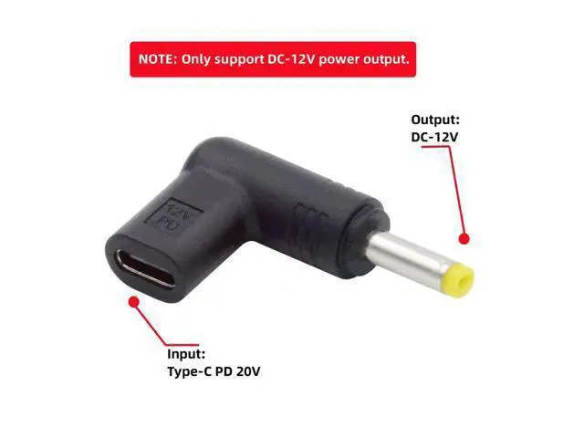 Alt view image 3 of 7 - USB 3.1 Type C USB-C Female to DC 12V 4.0x1.7mm Plug Adapter PD Emulator Trigger 90 Degree Angled