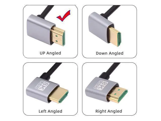 Alt view image 2 of 7 - HDMI 2.1 Ultra Thin HDTV Cable 8K 4K Hyper Super Flexible Slim Cord Up Angled 90 Degree Type-A Male to Male for Computer HDTV 100CM