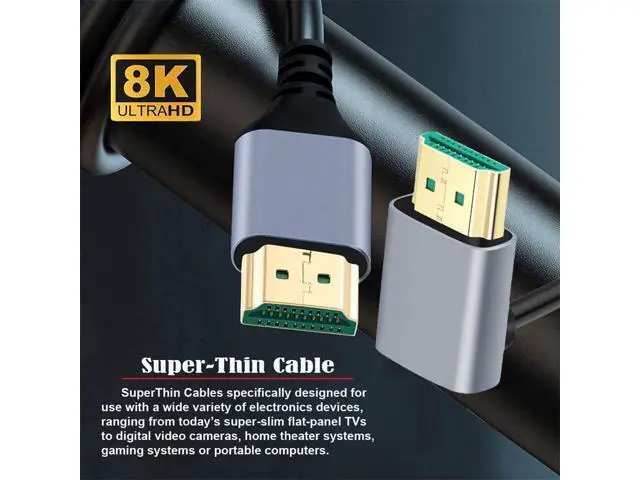 Alt view image 7 of 7 - HDMI 2.1 Ultra Thin HDTV Cable 8K 4K Hyper Super Flexible Slim Cord Up Angled 90 Degree Type-A Male to Male for Computer HDTV 100CM