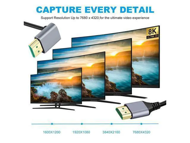 Alt view image 5 of 7 - HDMI 2.1 Ultra Thin HDTV Cable 8K 4K Hyper Super Flexible Slim Cord Up Angled 90 Degree Type-A Male to Male for Computer HDTV 100CM