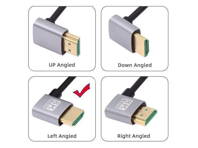Alt view image 2 of 7 - HDMI 2.1 Ultra Thin HDTV Cable 8K 4K Hyper Super Flexible Slim Cord Left Angled 90 Degree Type-A Male to Male for Computer HDTV 50CM