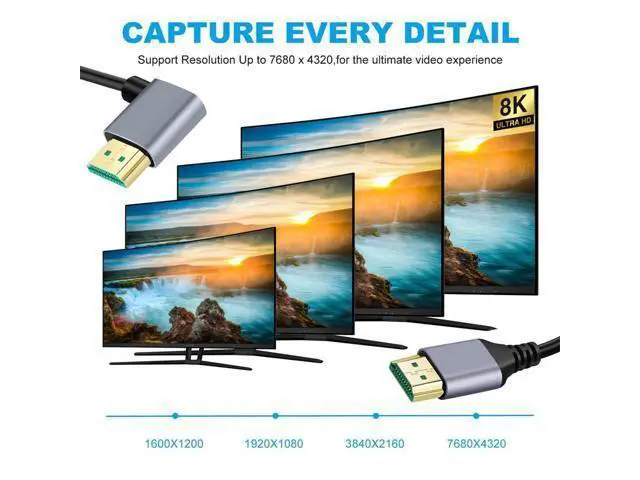 Alt view image 6 of 7 - HDMI 2.1 Ultra Thin HDTV Cable 8K 4K Hyper Super Flexible Slim Cord Left Angled 90 Degree Type-A Male to Male for Computer HDTV 50CM