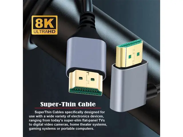 Alt view image 7 of 7 - HDMI 2.1 Ultra Thin HDTV Cable 8K 4K Hyper Super Flexible Slim Cord Left Angled 90 Degree Type-A Male to Male for Computer HDTV 50CM