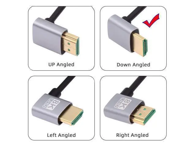 Alt view image 2 of 7 - HDMI 2.1 Ultra Thin HDTV Cable 8K 4K Hyper Super Flexible Slim Cord Down Angled 90 Degree Type-A Male to Male for Computer HDTV 50CM