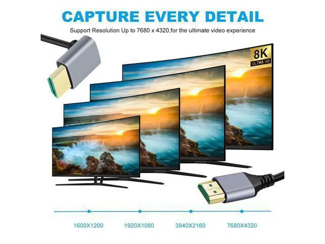 Alt view image 5 of 7 - HDMI 2.1 Ultra Thin HDTV Cable 8K 4K Hyper Super Flexible Slim Cord Down Angled 90 Degree Type-A Male to Male for Computer HDTV 50CM