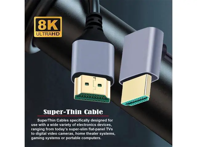 Alt view image 7 of 7 - HDMI 2.1 Ultra Thin HDTV Cable 8K 4K Hyper Super Flexible Slim Cord Down Angled 90 Degree Type-A Male to Male for Computer HDTV 50CM