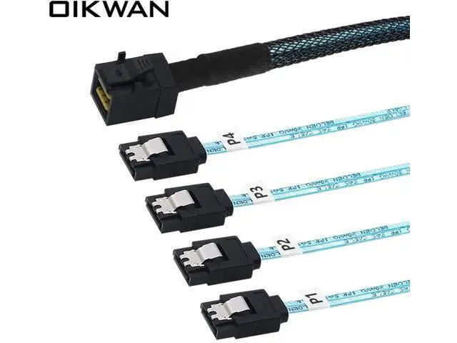 Alt view image 4 of 5 - South City Mall Internal HD Mini SAS to 4XSATA Cable,1.6ft SFF-8643 Host to 4X SATA Target Cable Compatible with Raid Controller Hard Drive