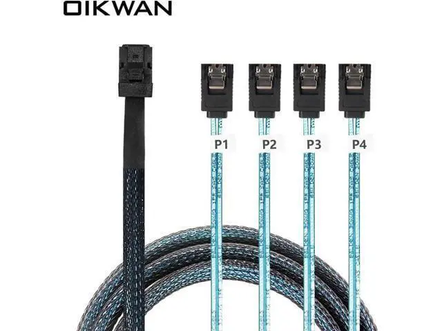 Alt view image 2 of 5 - South City Mall Internal HD Mini SAS to 4XSATA Cable,1.6ft SFF-8643 Host to 4X SATA Target Cable Compatible with Raid Controller Hard Drive