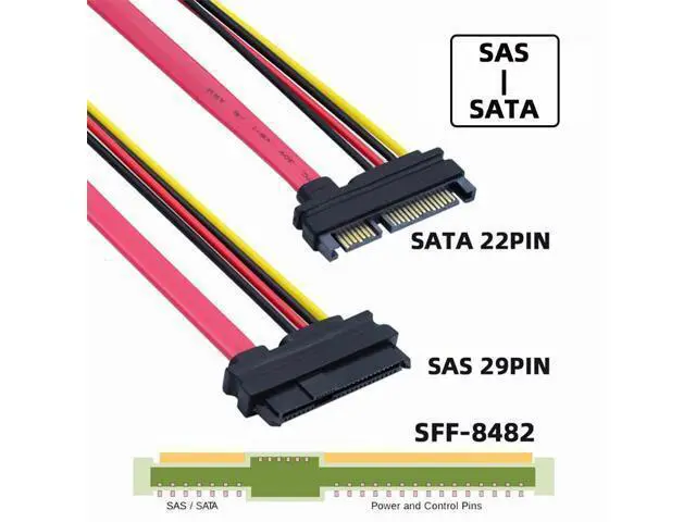 Alt view image 3 of 7 - SFF-8482 SAS 29 Pin to SATA 22Pin Hard Disk Drive Raid Extension Cable with 15 Pin SATA Power Port