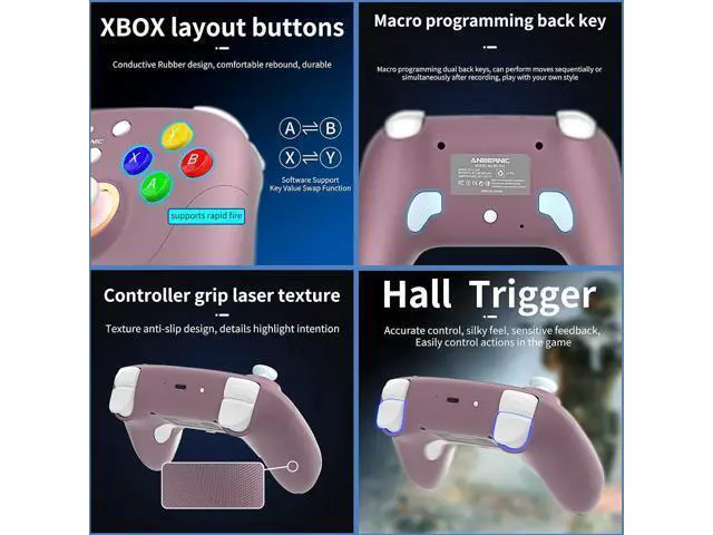 Alt view image 5 of 6 - GiipGoop RG P01 Wireless Gaming Controller RG P01 Controllers Gamepad for PC Plug and Play Gaming Gamepad with Hall Effect/Triggers Joystick rg p01 Game Controller Switch/PC/Steam/Android/IOS(Purple)