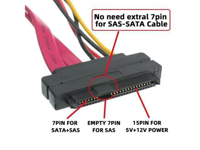 Alt view image 5 of 7 - SFF-8482 SAS 29 Pin to SATA 22Pin Hard Disk Drive Raid Extension Cable with 15 Pin SATA Power Port