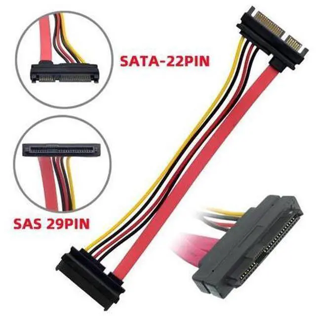Alt view image 7 of 7 - SFF-8482 SAS 29 Pin to SATA 22Pin Hard Disk Drive Raid Extension Cable with 15 Pin SATA Power Port