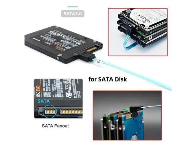 Alt view image 6 of 7 - Cable 4pcs/lot 90 Degree Angled Type Internal 4-SATA Host to 4SATA 7pin Target Disk 6Gbps Data Server Cable 25cm