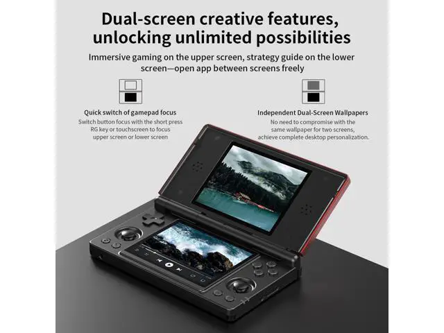 Alt view image 7 of 7 - Anbernic RG DS Handheld Game Consoles RG DS Retro Gaming Console Dual-screen Video Game Console 3+32GB Android 14 Portable Pocket Arcade 4000mAh Battery WiFi Bluetooth HD Output Black