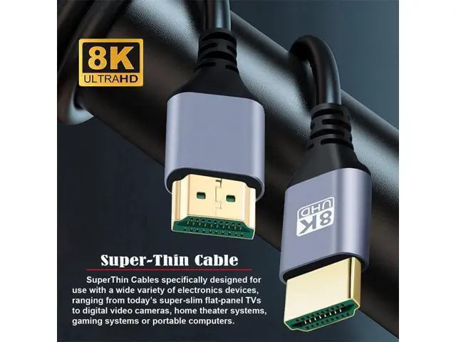 Alt view image 6 of 7 - HDMI 2.1 Ultra Thin HDTV Cable 8K 4K Hyper Super Flexible Slim Cord High Speed Type-A Male to Male for Computer HDTV 100CM