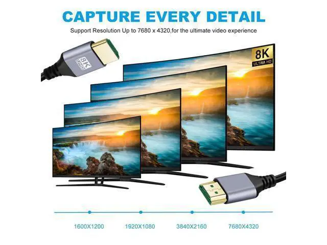 Alt view image 7 of 7 - HDMI 2.1 Ultra Thin HDTV Cable 8K 4K Hyper Super Flexible Slim Cord High Speed Type-A Male to Male for Computer HDTV 50CM