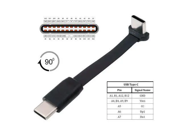 Alt view image 6 of 7 - Cable Ultra Slim Flat USB-C Type C to USB-C Power USB2.0 Data Cable 90 Degree Up Down Angled 65W Fast Charge for Laptop Tablet Phone