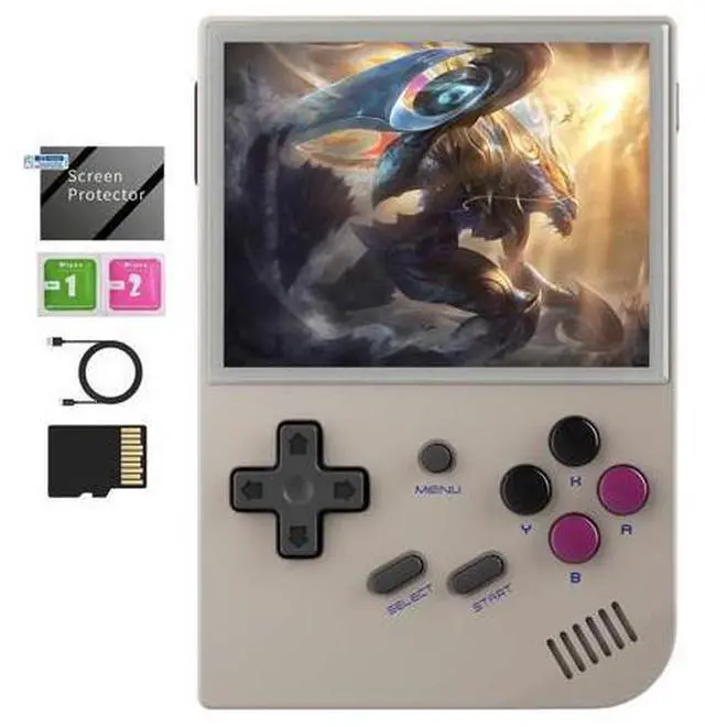 Main image of RG35XX 2024 Retro Gaming Consoles with 64GB Card rg35xx Handheld Game Console 3.5 inch IPS Screen Linux System Classic Emulator Hand Held Gaming Console Support HDMI TV Output Gray