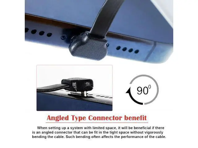 Alt view image 7 of 7 - Cable Ultra Slim Flat USB-C Type C to USB-C Power USB2.0 Data Cable 90 Degree Up Down Angled 65W Fast Charge for Laptop Tablet Phone