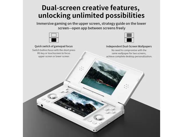 Alt view image 6 of 7 - ANBERNIC RG DS Handheld Game Consoles RG DS Retro Gaming Console Dual-screen Video Game Console 3+32GB Android 14 Portable Pocket Arcade 4000mAh Battery WiFi Bluetooth HD Output Polar White