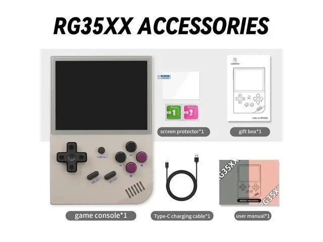 Alt view image 6 of 7 - RG35XX 2024 Retro Gaming Consoles with 64GB Card rg35xx Handheld Game Console 3.5 inch IPS Screen Linux System Classic Emulator Hand Held Gaming Console Support HDMI TV Output Gray