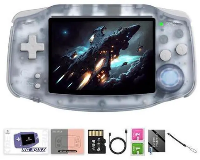 Main image of RG34XX Retro Handheld Game Consoles Classic Retro Gaming Console 64G Card Preloaded Games 5000+ rg34xx Portable Gaming Console Linux 64-bit 3500mAh Battery WiFi Bluetooth HD and TV Output Glacier