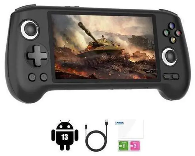 Main image of RG556 Retro Handheld Game Consoles No Card Retro Game Console Android 13 System 5.48-inch AMOLED Screen Unisoc T820 Processor, Retro Gaming Console 5500mAh Battery Lasting 8 Hours(Black)