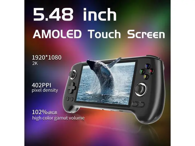 Alt view image 6 of 7 - RG556 Retro Handheld Game Consoles No Card Retro Game Console Android 13 System 5.48-inch AMOLED Screen Unisoc T820 Processor, Retro Gaming Console 5500mAh Battery Lasting 8 Hours(Black)
