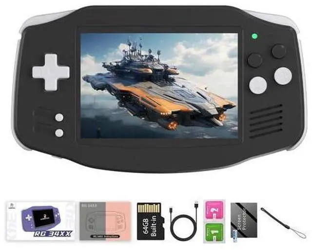 Main image of RG34XX Retro Handheld Game Consoles Classic Retro Gaming Console 64G Card Preloaded Games 5000+ rg34xx Portable Gaming Console Linux 64-bit 3500mAh Battery WiFi Bluetooth HD and TV Output Black