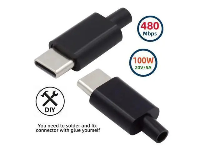Alt view image 4 of 7 - 2sets/lot DIY OEM 24pin Connector Plug USB Type C USB-C Male to USB-C Male 100W PD USB2.0 Data with Housing Cover