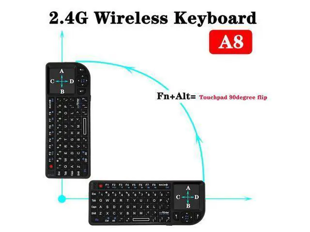 Alt view image 4 of 5 - A8 Mini Wireless Mouse And Keyboard With Laser Touchpad Keyboard, Colour: English White Backlight