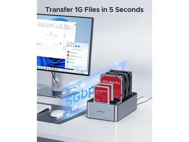 Alt view image 3 of 7 - USB C 5 Bay Hard Drive Cloner/Duplicate Hard Drive Docking Station Aluminum USB 3.2 Gen 1 for 2.5''/3.5'' SSD HDD Up to 20TB-6656C3