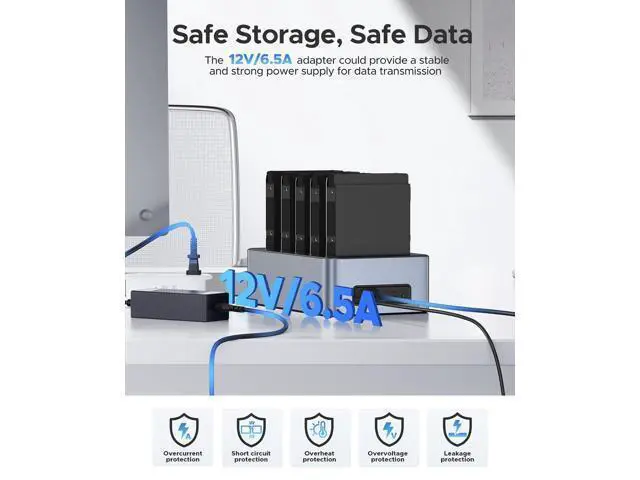 Alt view image 6 of 7 - USB C 5 Bay Hard Drive Cloner/Duplicate Hard Drive Docking Station Aluminum USB 3.2 Gen 1 for 2.5''/3.5'' SSD HDD Up to 20TB-6656C3