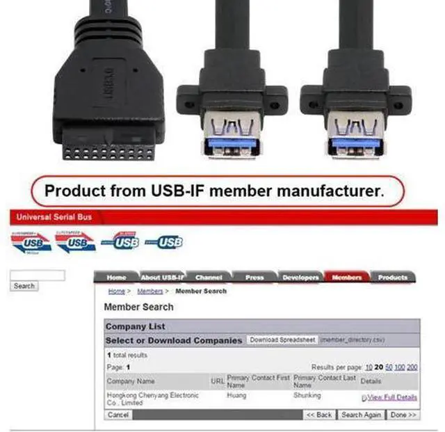 Alt view image 3 of 7 - Ultra Flat Slim Dual Port USB 3.0 Female Type-A Panel Type to Motherboard 20Pin 19Pin Header Cable 50cm