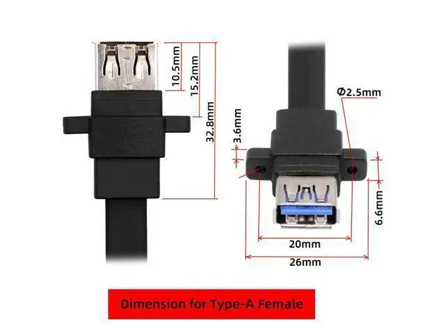 Alt view image 7 of 7 - Ultra Flat Slim Dual Port USB 3.0 Female Type-A Panel Type to Motherboard 20Pin 19Pin Header Cable 50cm