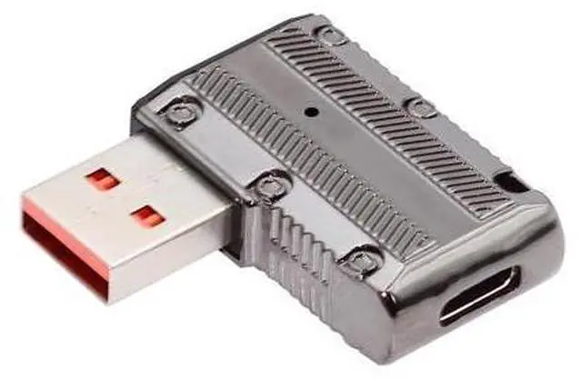Main image of USB-C USB 3.1 Type C Female to USB 3.0 Type-A Male 90 Degree Right Angled Flat Type 10Gbps Data 120W Power Adapter Mecha Cyberpunk Style