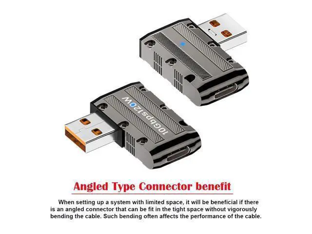 Alt view image 6 of 7 - USB-C USB 3.1 Type C Female to USB 3.0 Type-A Male 90 Degree Right Angled Flat Type 10Gbps Data 120W Power Adapter Mecha Cyberpunk Style