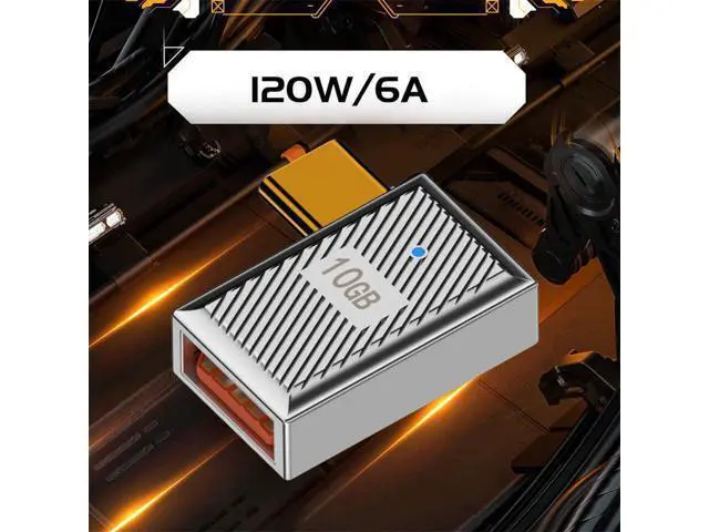 Alt view image 4 of 7 - USB-C USB 3.1 Type C Male to USB 3.0 A Female 10Gbps OTG Data 120W Power Left Right Angled Adapter Alloy Shell Mecha Cyberpunk Style