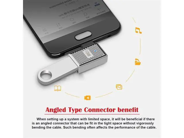 Alt view image 5 of 7 - USB-C USB 3.1 Type C Male to USB 3.0 A Female 10Gbps OTG Data 120W Power Left Right Angled Adapter Alloy Shell Mecha Cyberpunk Style