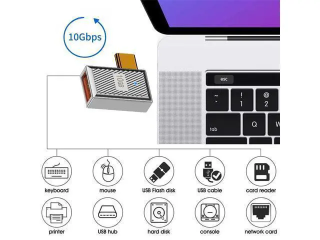 Alt view image 7 of 7 - USB-C USB 3.1 Type C Male to USB 3.0 A Female 10Gbps OTG Data 120W Power Left Right Angled Adapter Alloy Shell Mecha Cyberpunk Style