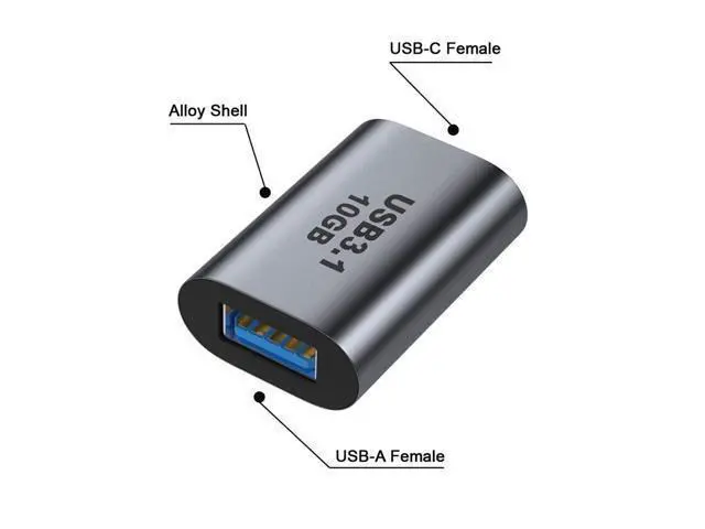 Alt view image 2 of 7 - USB-C USB 3.1 Type C Female to USB 3.0 A Female Data Adapter 10Gbps Data Power for Laptop Tablet Phone