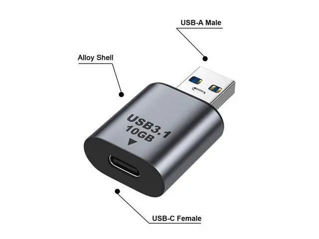 Alt view image 2 of 7 - USB-C USB 3.1 Type C Female to USB 3.0 A Male Data Adapter 10Gbps Data Power for Laptop Tablet Phone